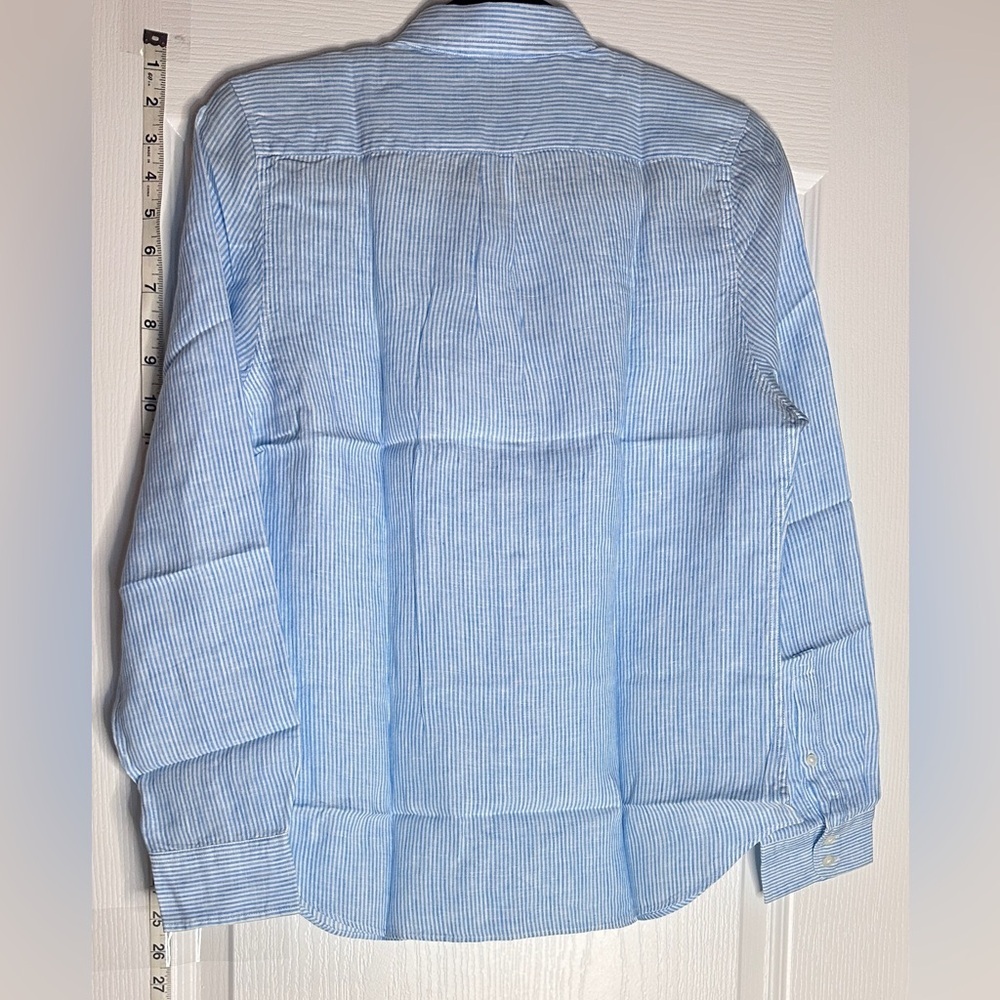 UNTUCKit Women's Blue Pinstripe Button Down Shirt - Picture 4 of 5